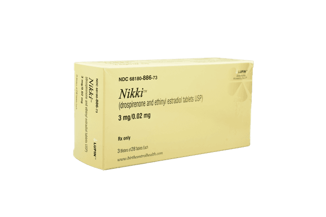 Nikki™  (drospirenone and ethinyl estradiol tablets USP)  3 mg0.02 mg (2).webp
