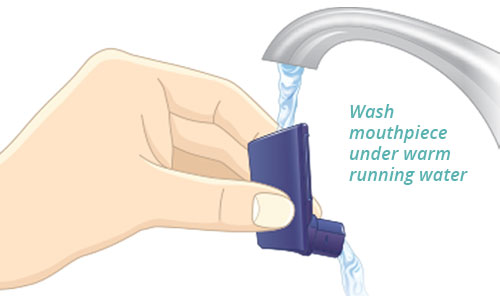 Wash mouthpiece under warm running water