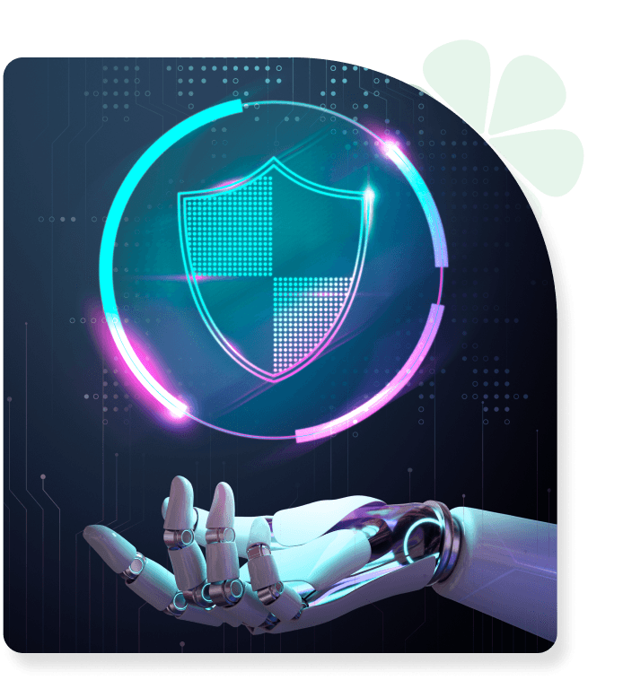 Cybersecurity shield with digital interface