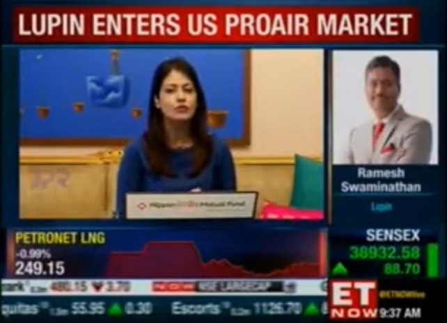 Ramesh Swaminathan, CFO Lupin, with ET Now First Trades 26 Aug 2020 USFDA Nod For Alb