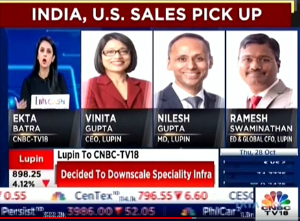 Ms. Vinita Gupta – CEO, Mr Nilesh Gupta – MD, and Mr Ramesh Swaminathan – ED & Global CFO, Lupin Limited, on CNBC TV18 on Q2 FY22 Earnings