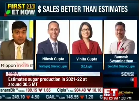 Ms. Vinita Gupta – CEO, Mr Nilesh Gupta – MD, and Mr Ramesh Swaminathan – ED & Global CFO, Lupin Limited, on ET Now on Q2 FY22 Earnings