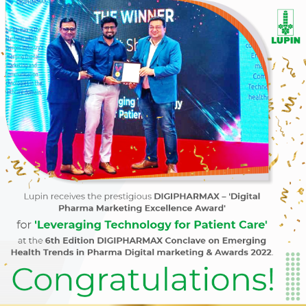 ‘Digital Pharma Marketing Excellence Award’ for ‘Leveraging Technology for Patient Care’ at the 6th Edition of DIGIPHARMAX Conclave on Emerging Health Trends in Pharma Digital Marketing & Awards 2022