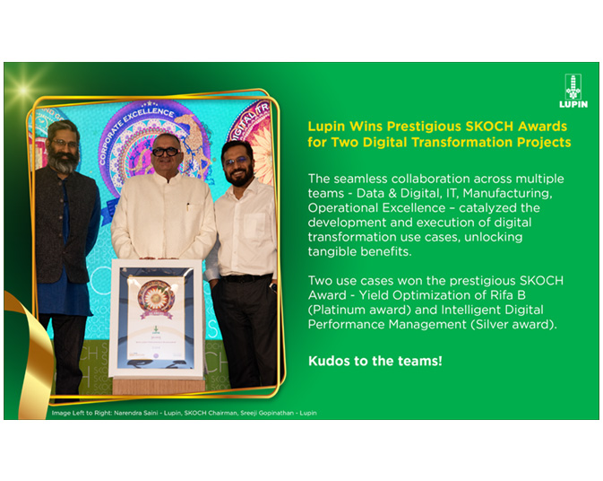 Lupin Wins Prestigious SKOCH Awards for Two Digital Transformation Projects.