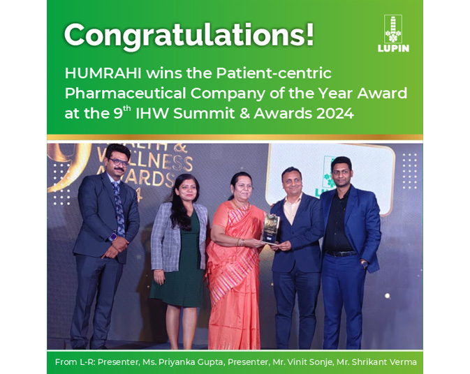 Lupin’s HUMRAHI Wins the Patient-centric Pharmaceutical Company of the Year Award 2024.