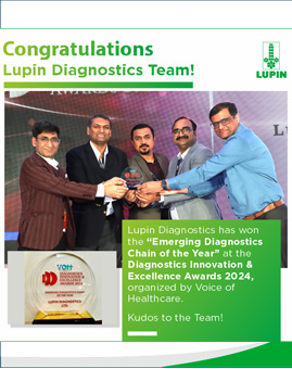 Lupin Diagnostics Bags the ‘Emerging Diagnostics Chain of the Year’ Award at the Diagnostics Innovation and Excellence Award 2024 by Voice of Healthcare.