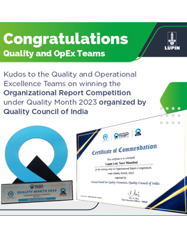 Lupin Ltd, Navi Mumbai for the winning entry in Organizational Report Competition.
