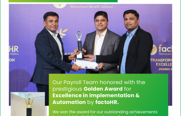 Our Payroll Team honored with the prestigious Golden Award for Excellence in Implementation & Automation by factoHR.