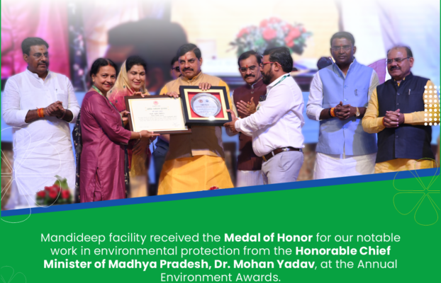Mandideep facility received the Medal of Honor for our notable work in environmental protection from the Honorable Chief Minister of Madhya Pradesh, Dr. Mohan Yadav, at the Annual Environment Awards.