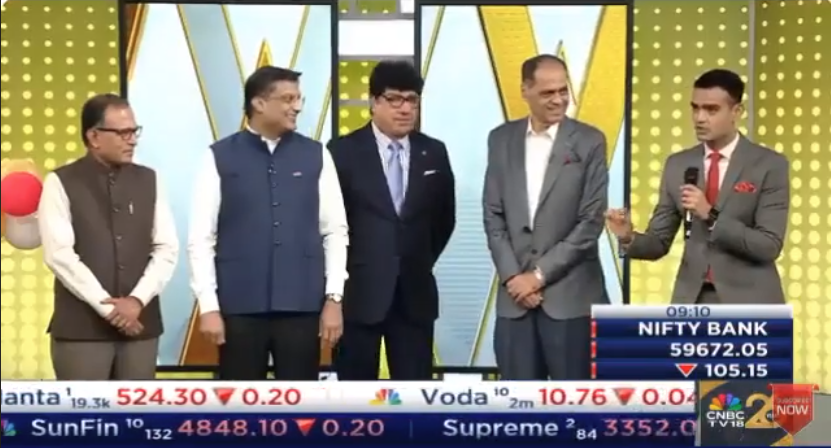 Ramesh Swaminathan at the CNBC TV18 Anniversary Ringing Bell Ceremony, Dec 8, 2025